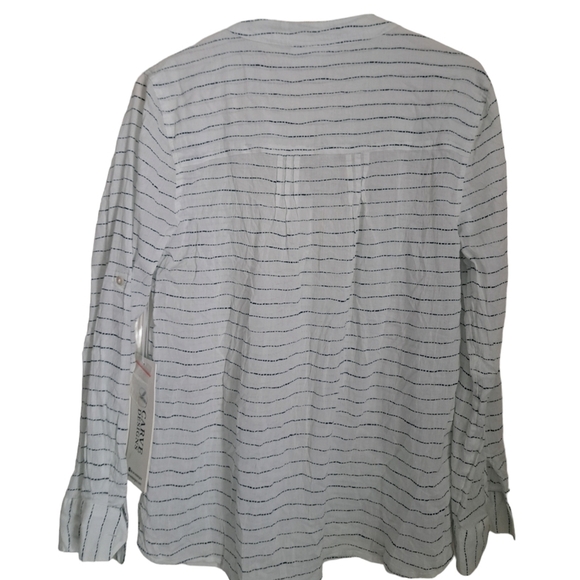 CARVE DESIGNS organic cotton Dylan Gauze shirt pinstripe airy coastal beach Sm - Picture 4 of 11